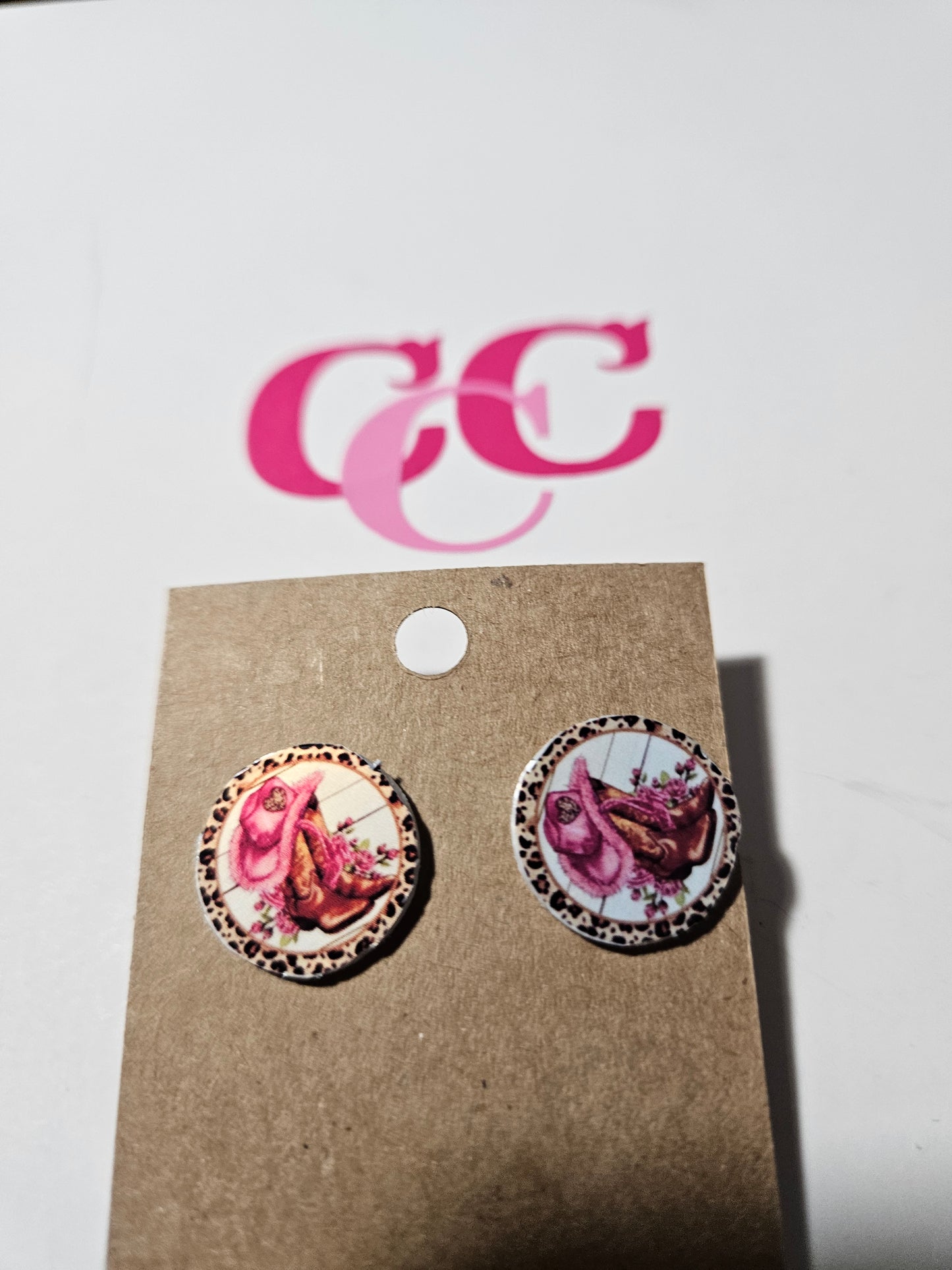 Pink Button Earrings