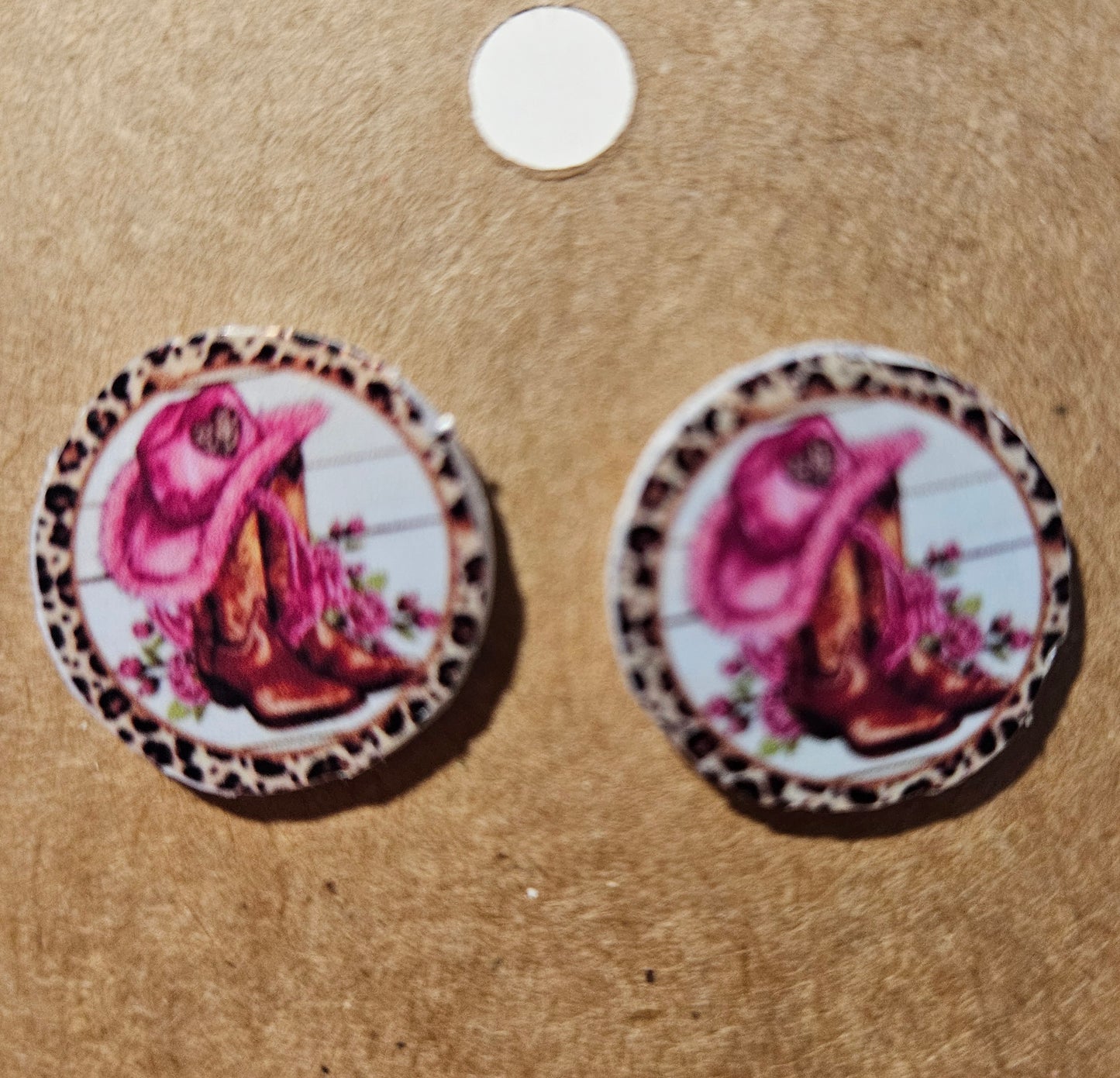 Pink Button Earrings