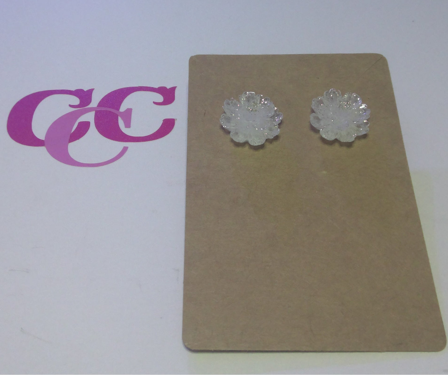 White rose earrings